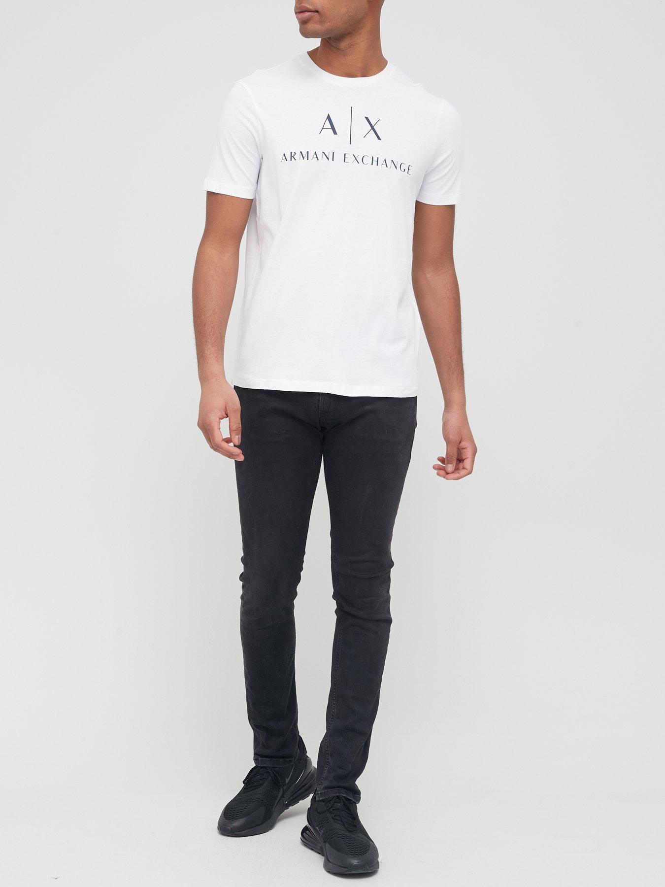 Image 3 of 4 of Armani Exchange AX Logo Print Slim Fit T-Shirt - White