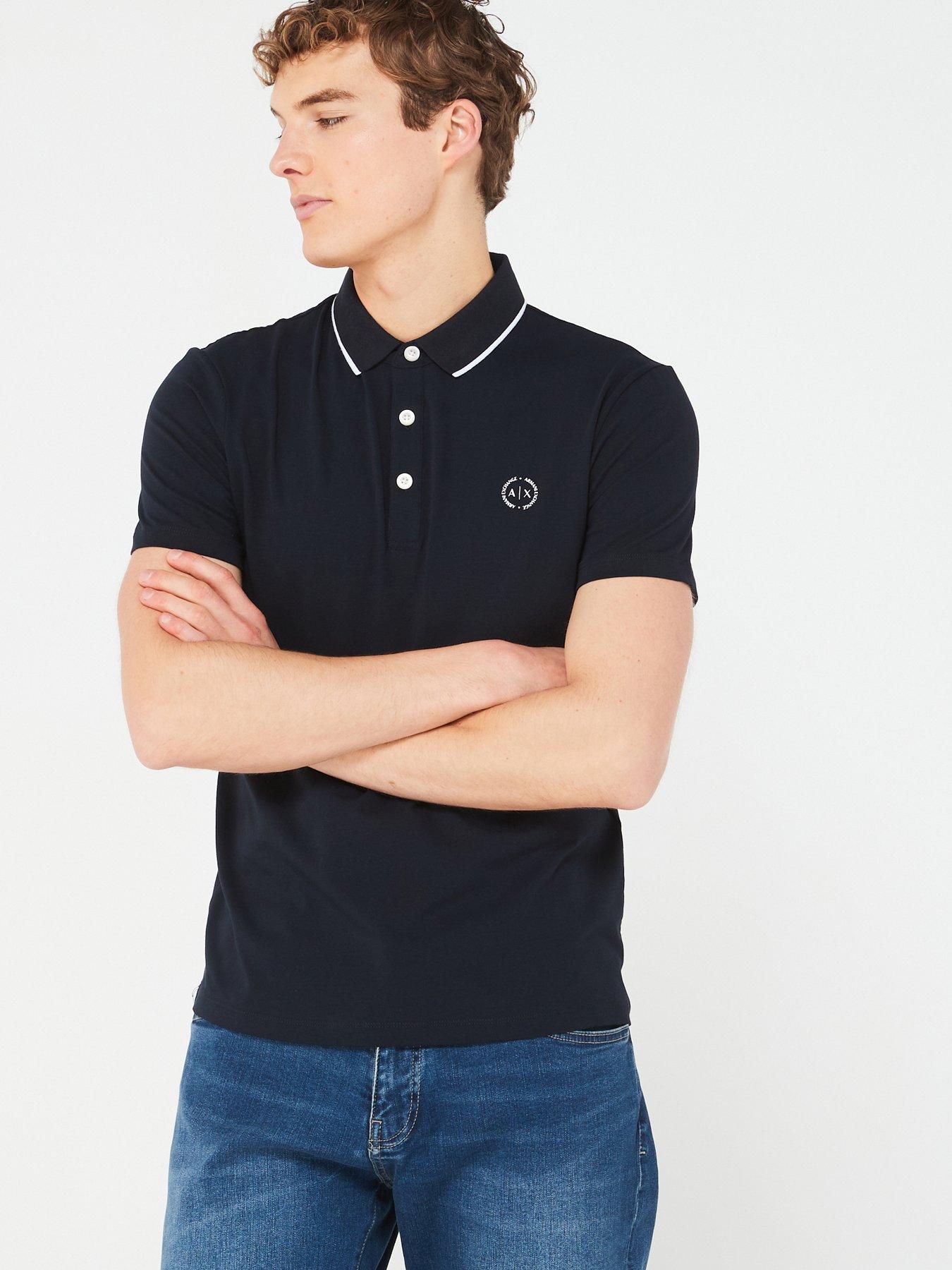 Armani Exchange Tipped Collar Jersey Polo Shirt - Black 