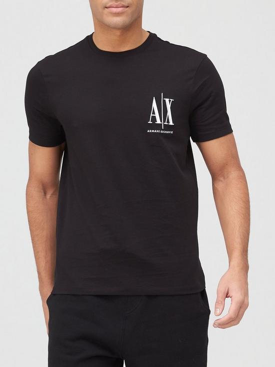 front image of armani-exchange-icon-small-logo-regular-fit-t-shirt-black