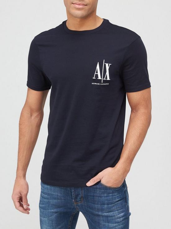 front image of armani-exchange-icon-small-logo-regular-fit-t-shirt-navy