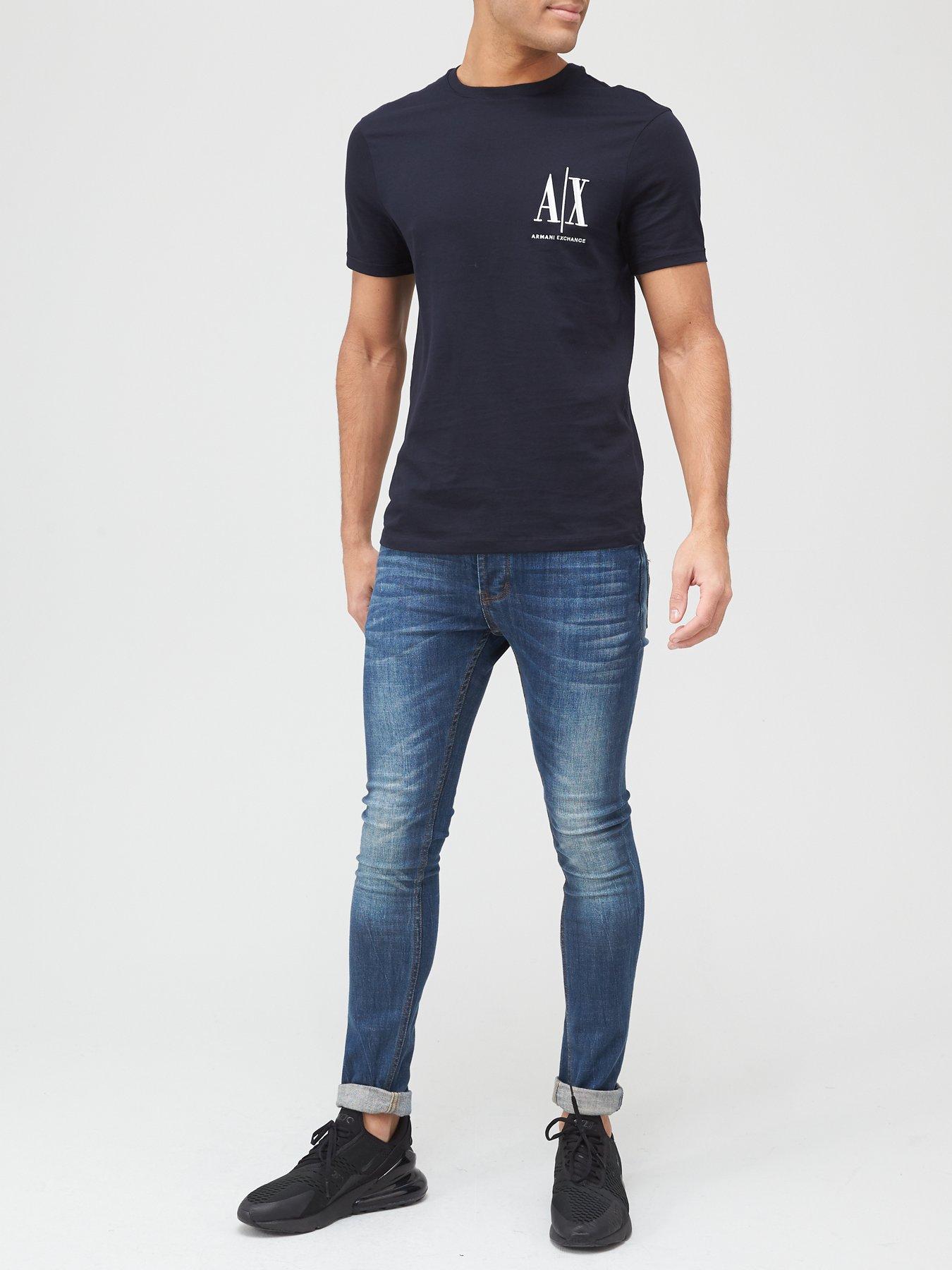 Image 3 of 4 of Armani Exchange Icon Small Logo Regular Fit T-Shirt - Navy