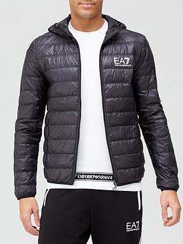 ea7 emporio armani core id logo padded hooded jacket - black, black, size m, men