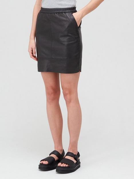 coster-copenhagen-elastic-waist-leather-skirt-black