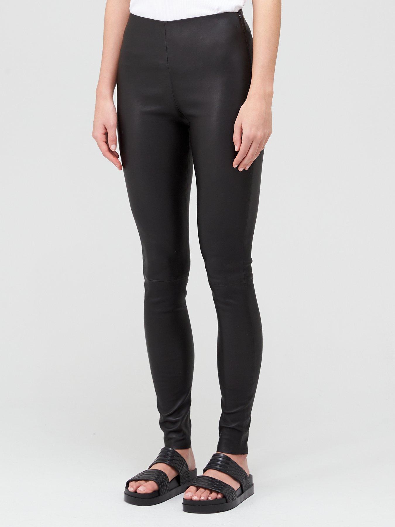  Leather Stretch Trousers - Black