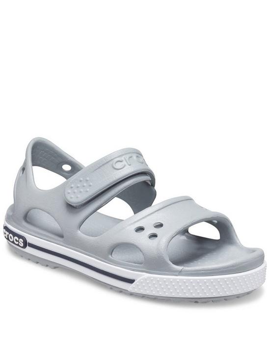 front image of crocs-girlsnbspcrocband-ll-sandals-greynavy