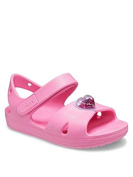 crocs-girls-classic-cross-strap-charm-sandals-pink