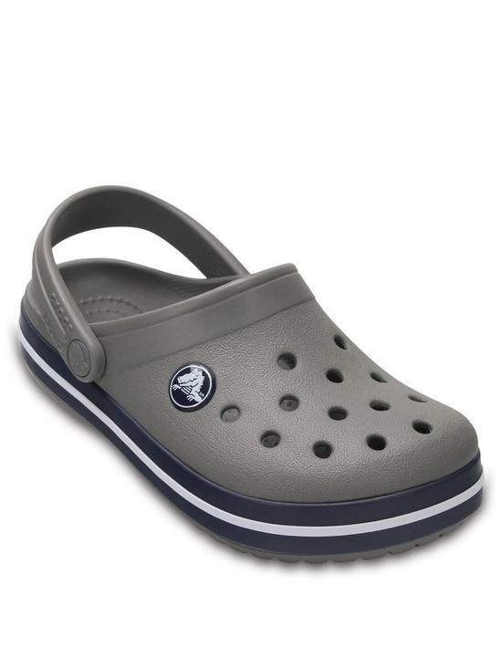 front image of crocs-boys-crocband-clog-sandals-greynavy
