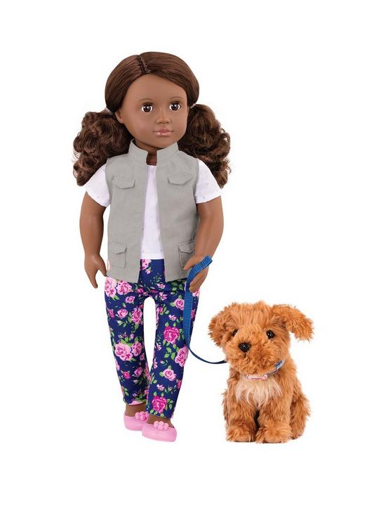 front image of our-generation-malia-doll-and-puppy-dog