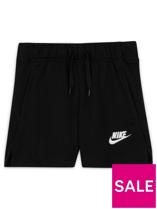 front image of nike-girls-nsw-club-ft-5-in-short-black