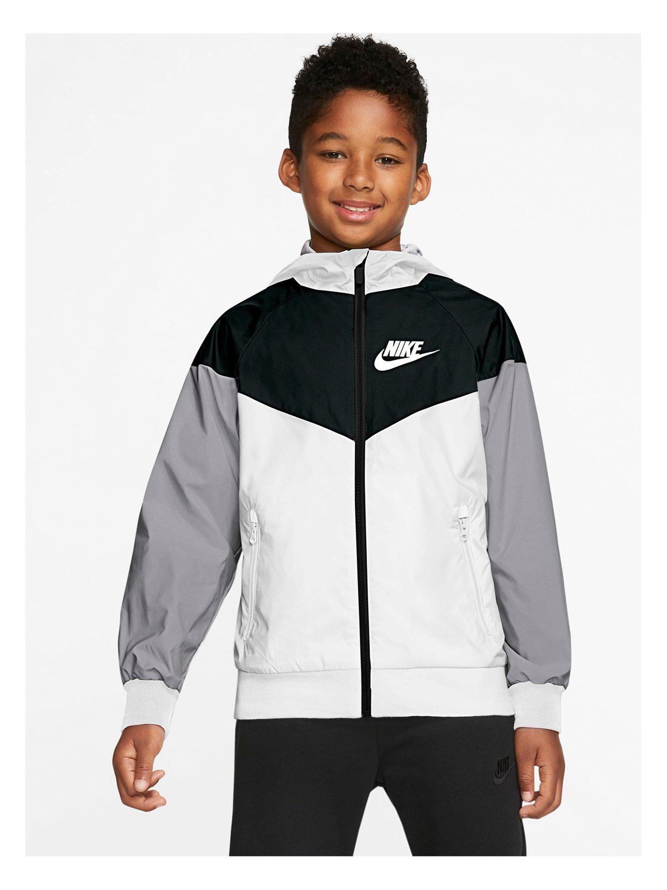 essay Doorlaatbaarheid ondersteuning Nike Boys NSW Windrunner Hooded Jacket - White/Black | very.co.uk