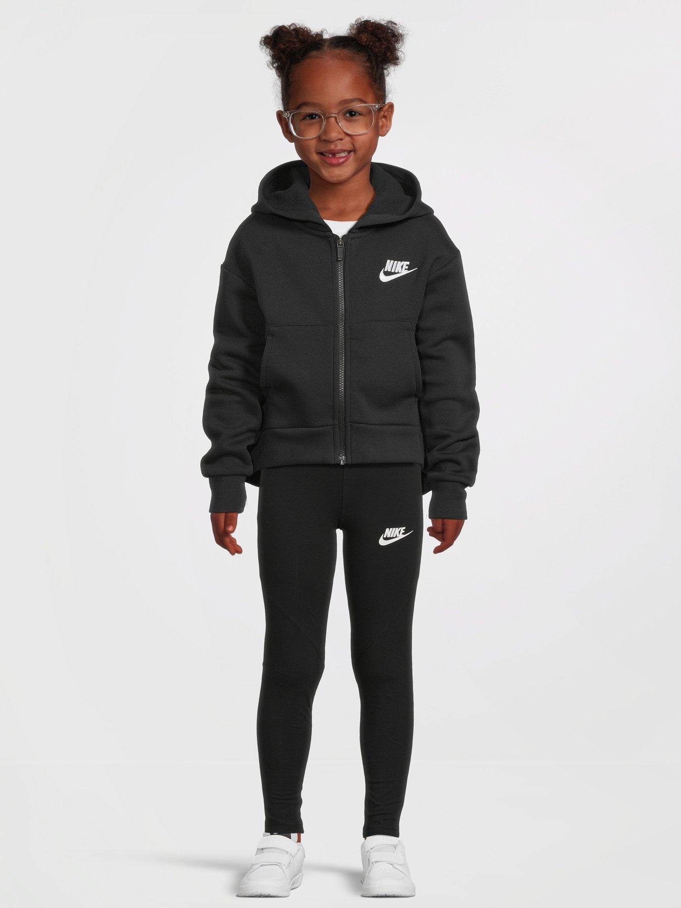 Girls NSW Club Fleece Full Zip Hoodie Black White