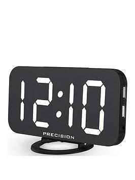 Product photograph of Precision Dual Usb Charger Alarm Clock from very.co.uk