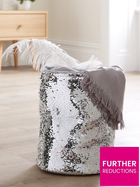stillFront image of silver-sequin-storage-basket