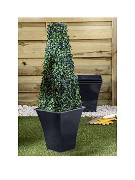 Product photograph of Wham Set Of 4 Slate Square Metallica Planters - 23cm from very.co.uk