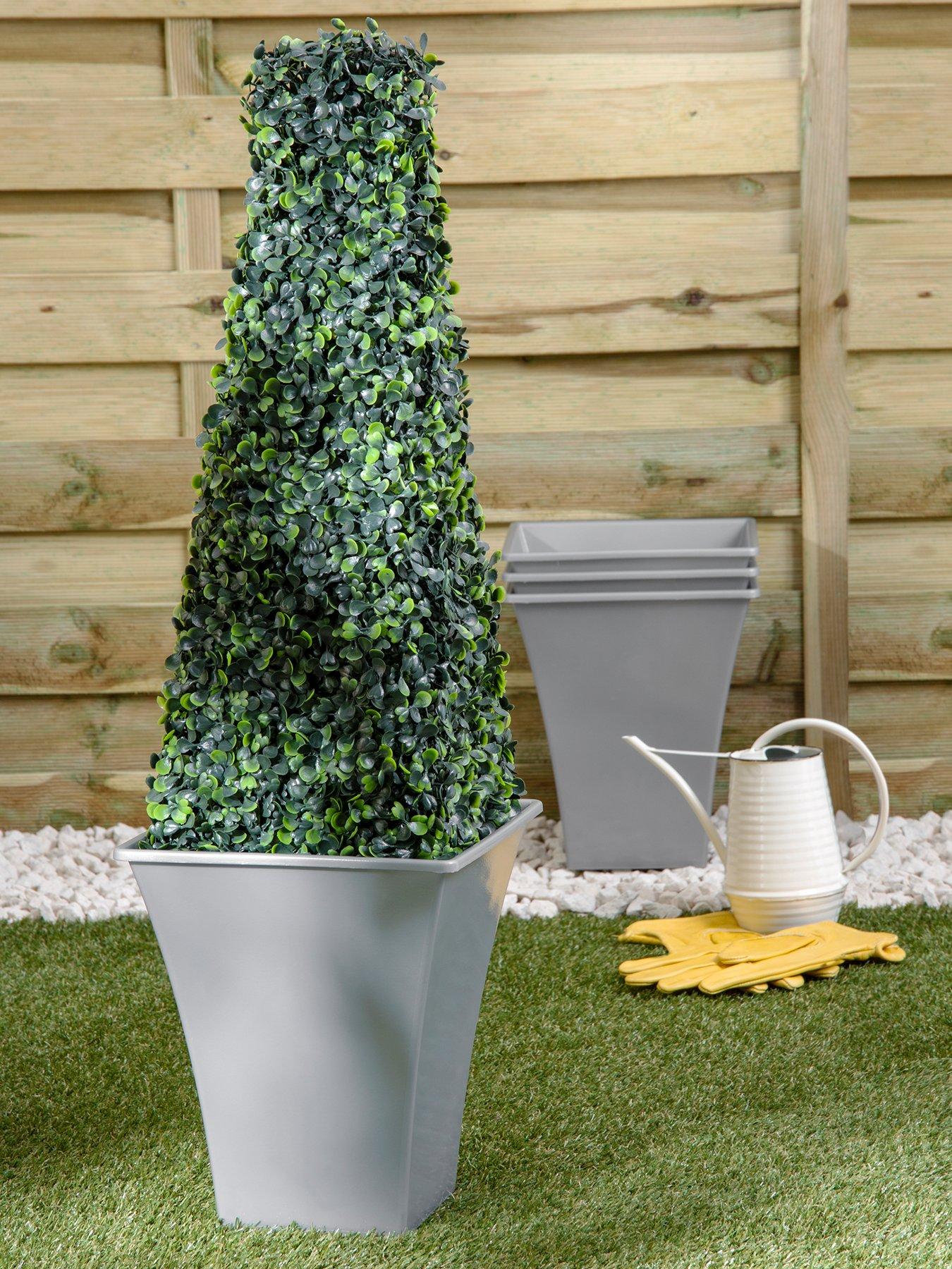 undefined Set of 4 Upcycle Grey Square Metallica Planters - 23cm