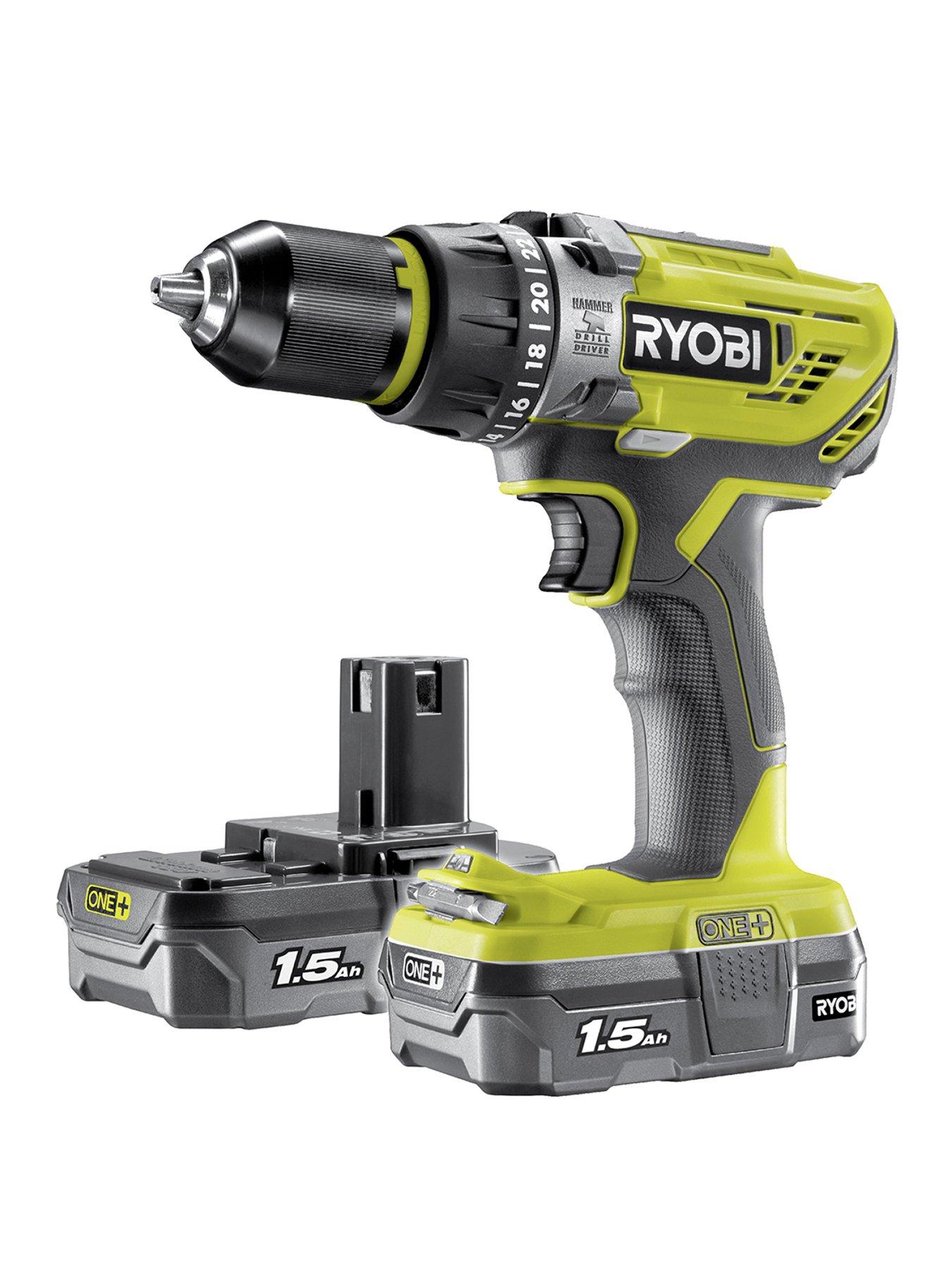 Product photograph of Ryobi R18pd31-215s 18v One Cordless Compact Combi Drill Starter Kit With 2x 1 5ah Batteries from very.co.uk