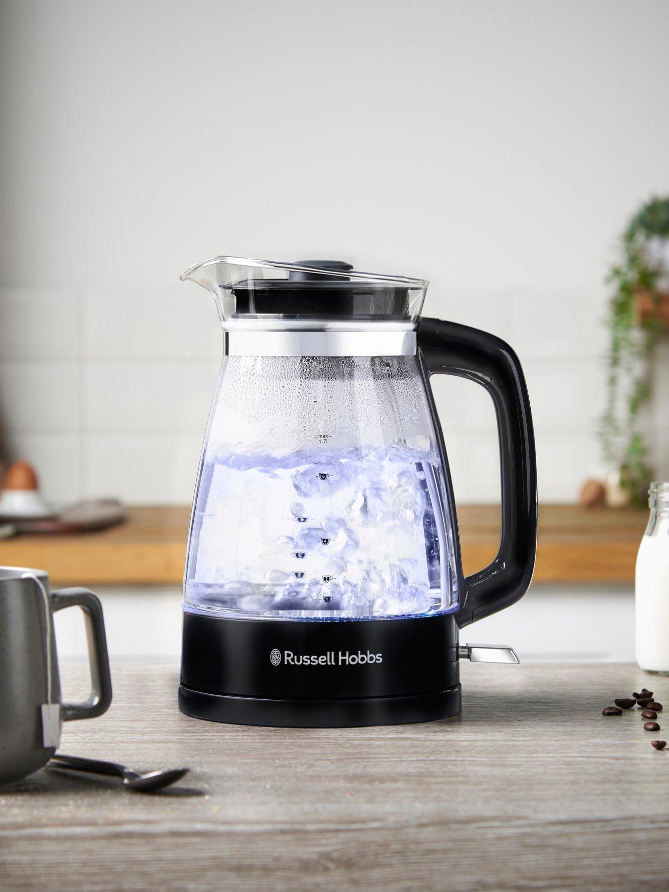 Russell Hobbs Glass 1.7L Electric Kettle, Black & Stainless Steel