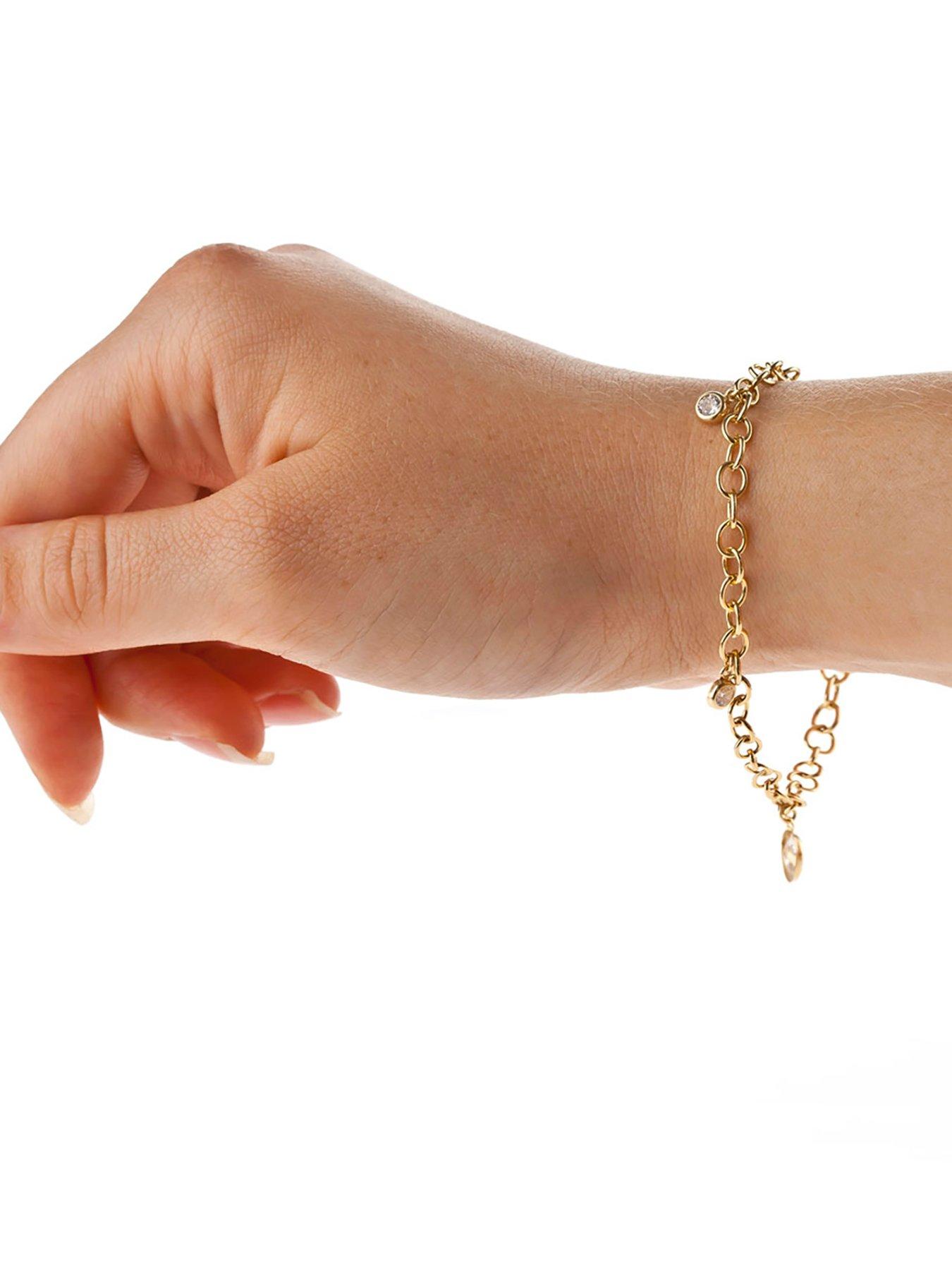 Image 2 of 5 of The Love Collection Cubic Zirconia Charm T-bar Bracelet