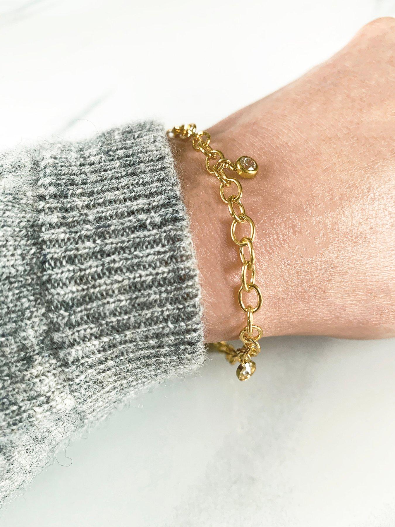 Image 4 of 5 of The Love Collection Cubic Zirconia Charm T-bar Bracelet