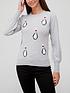 v-by-very-knitted-christmas-sequin-penguin-pom-jumper-grey-marlfront