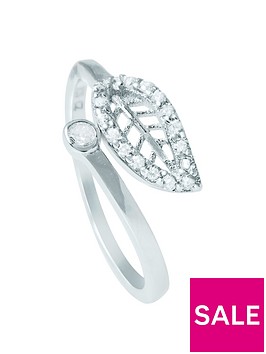 the-love-silver-collection-leaf-cubic-zirconia-ring