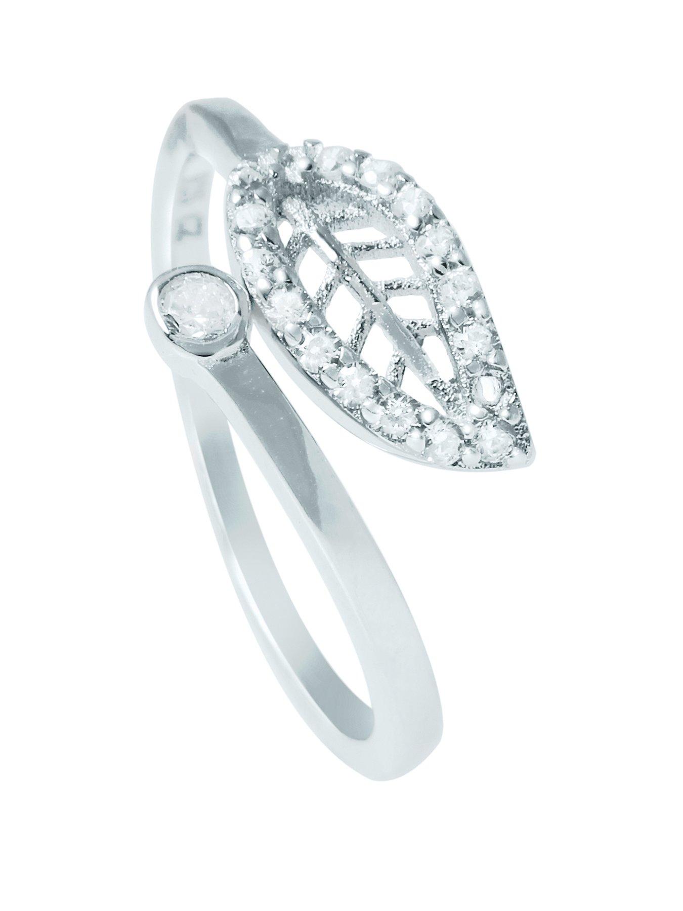 Image 1 of 5 of The Love Collection Leaf Cubic Zirconia Ring