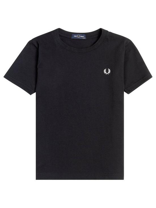 front image of fred-perry-boys-crew-neck-t-shirt-black