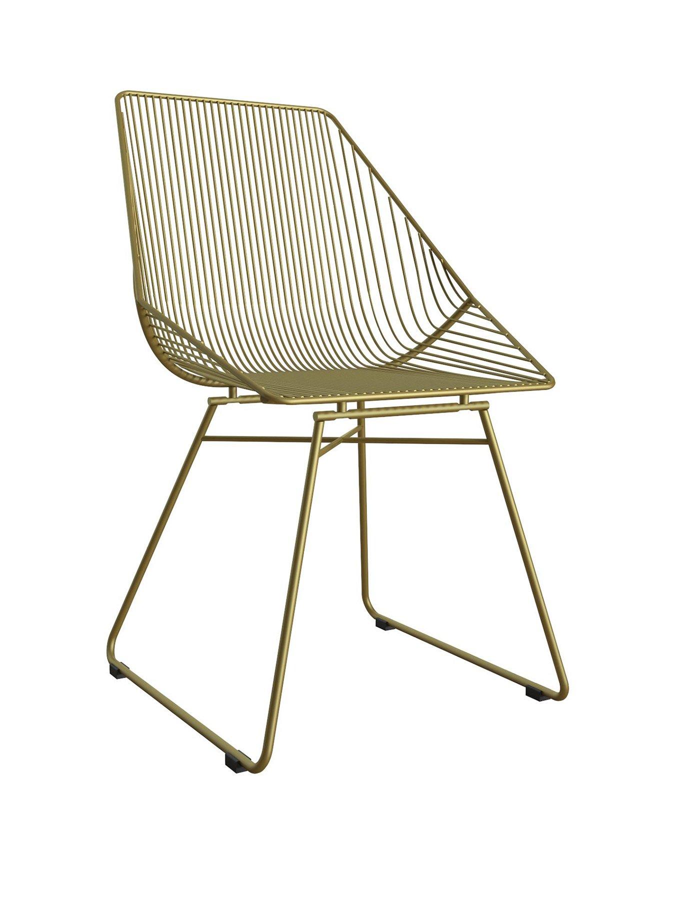 Product photograph of Cosmoliving By Cosmopolitan Ellis Accent Dining Chair - Gold Metal from very.co.uk