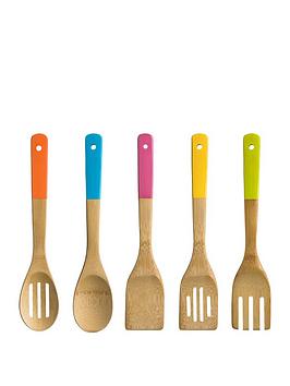 Product photograph of Premier Housewares 5 Piece Bright Colour Bamboo Utensil Set - Multi from very.co.uk