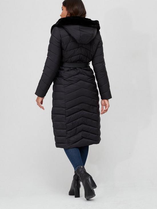 stillFront image of v-by-very-faux-fur-trim-hooded-padded-coat-black