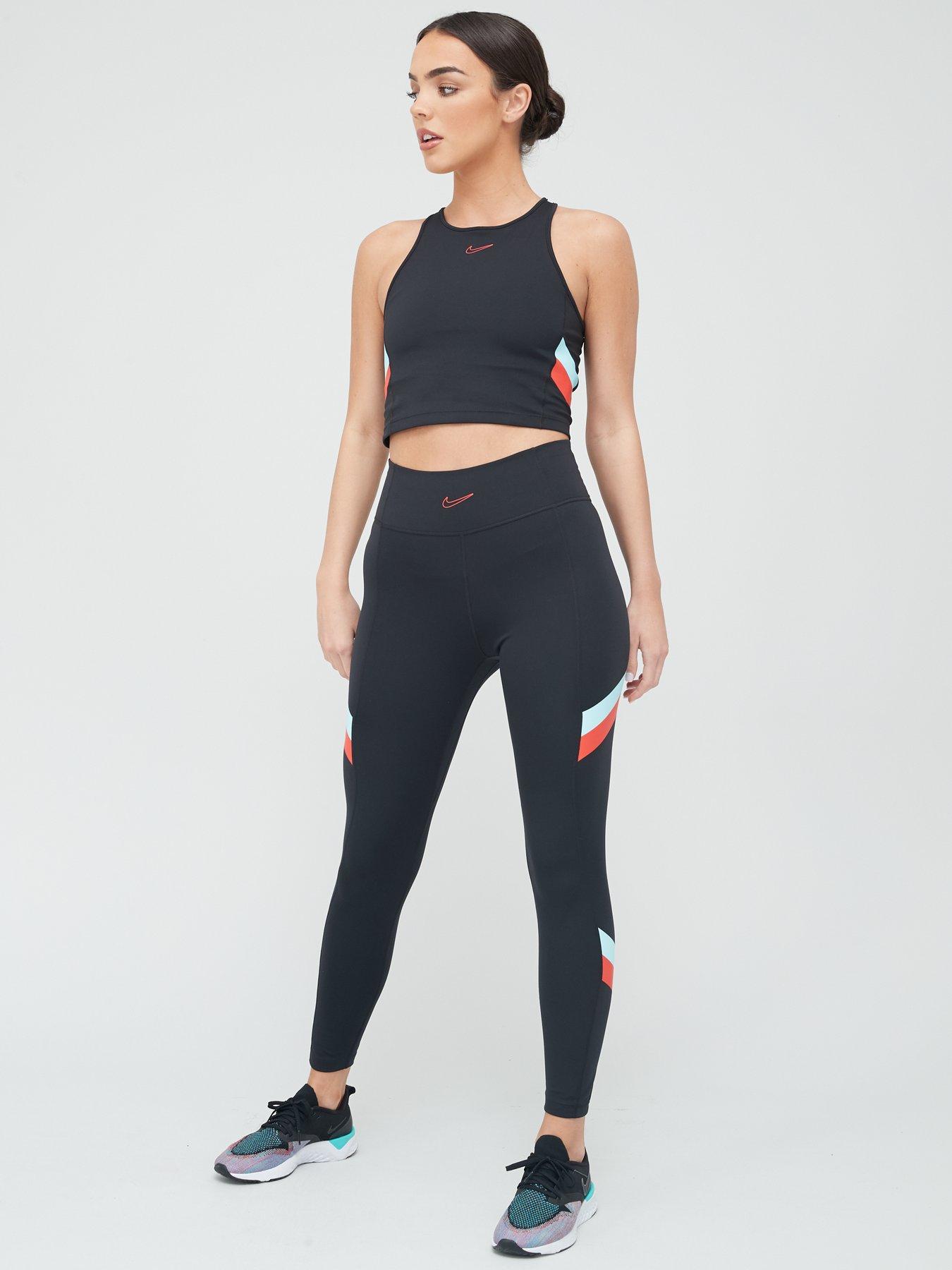 nike training colourblock legging in red