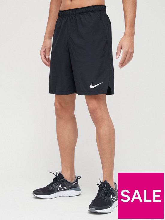 front image of nike-training-flex-woven-30-shorts-black