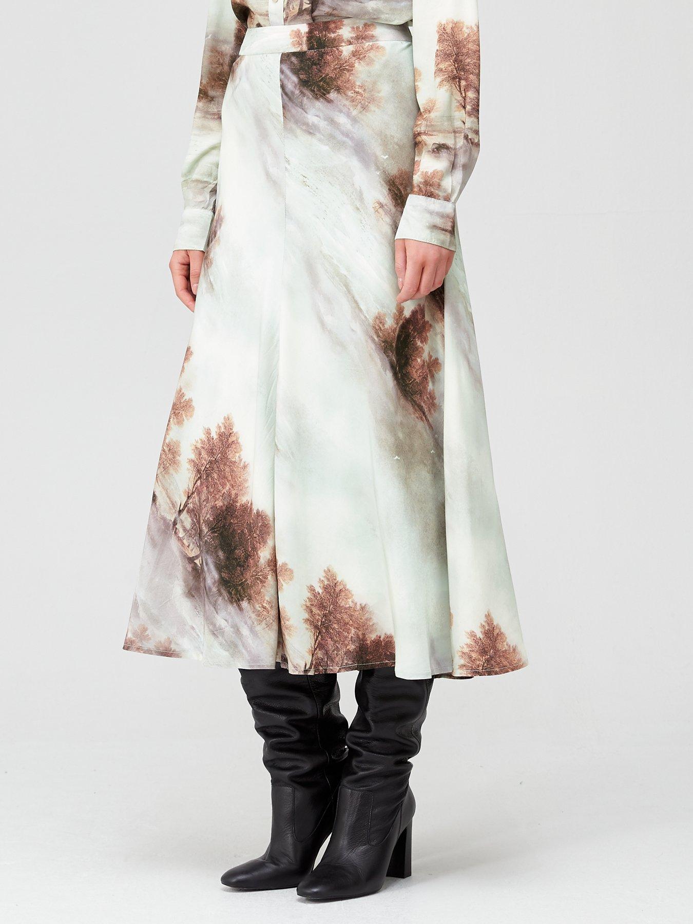 Women Forest Print Skirt - Mint