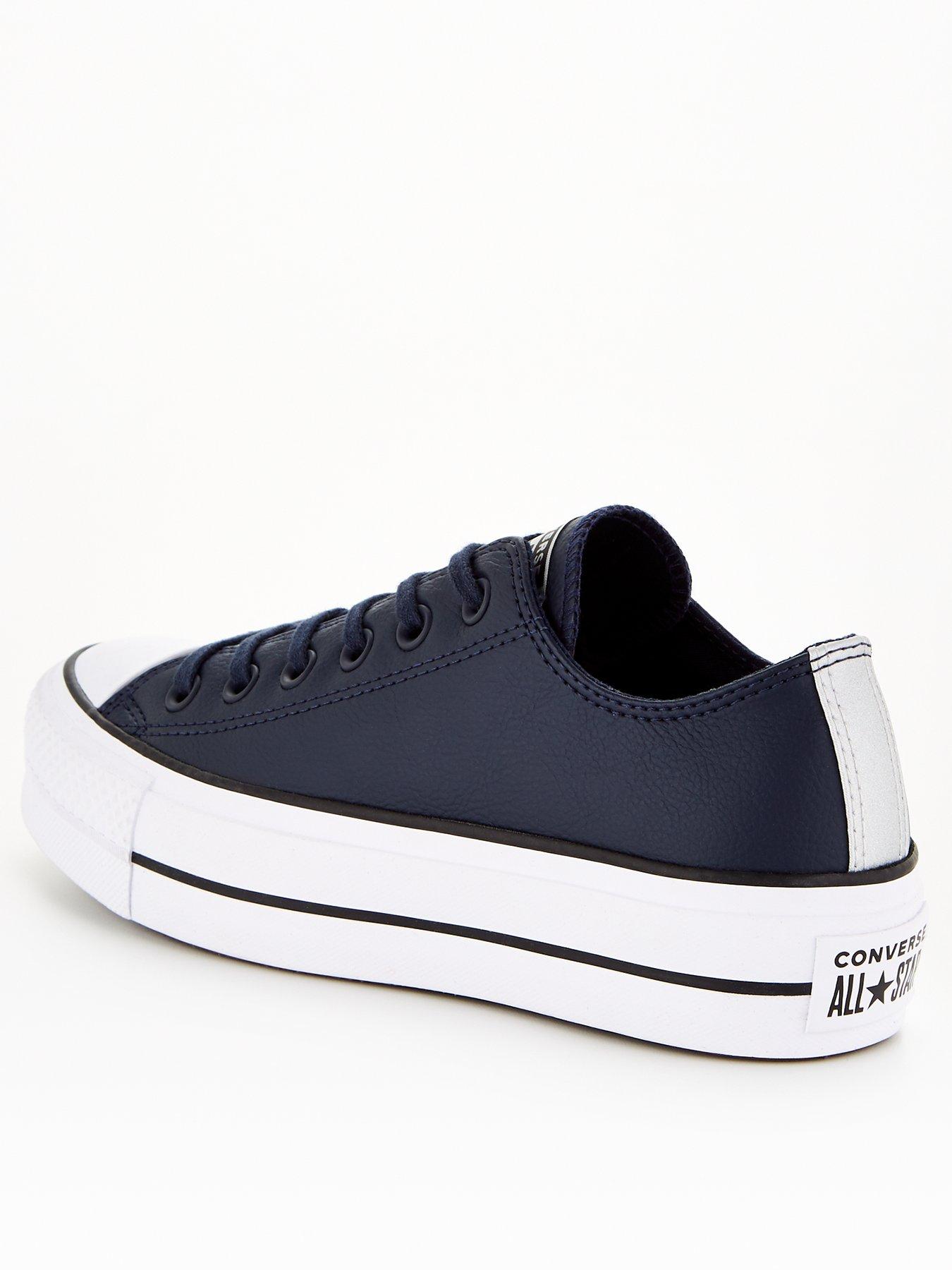 navy leather converse trainers