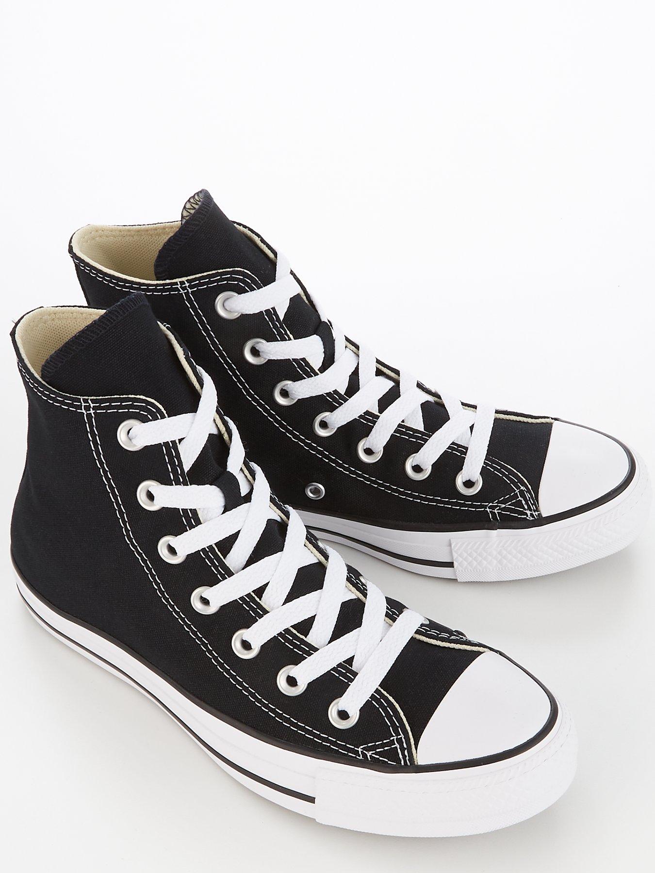 Black Canvas High Top Trainers In Wide Fit