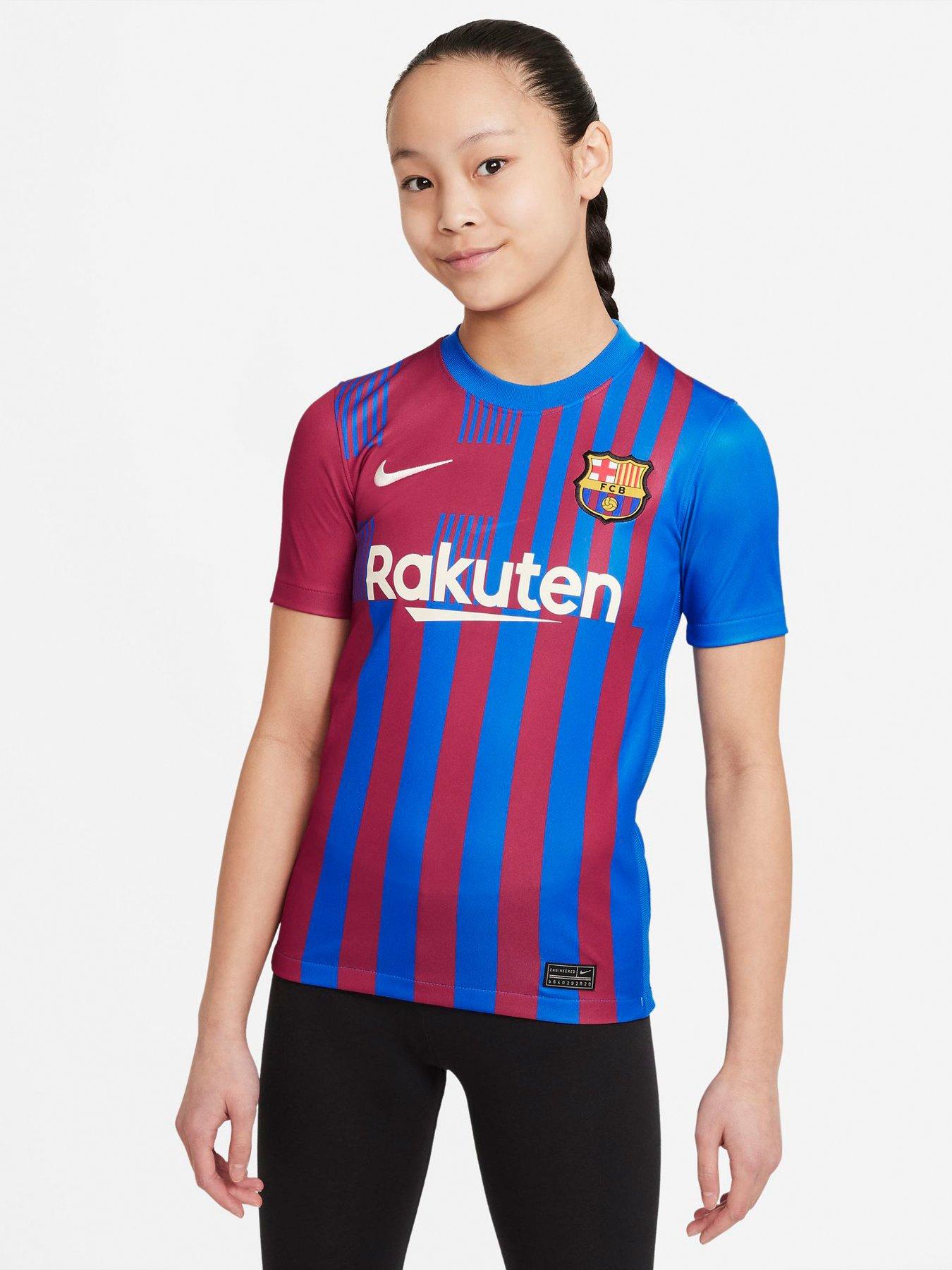 Nike Barcelona Youth 21/22 Home Short Sleeved Stadium Shirt - Blue ...