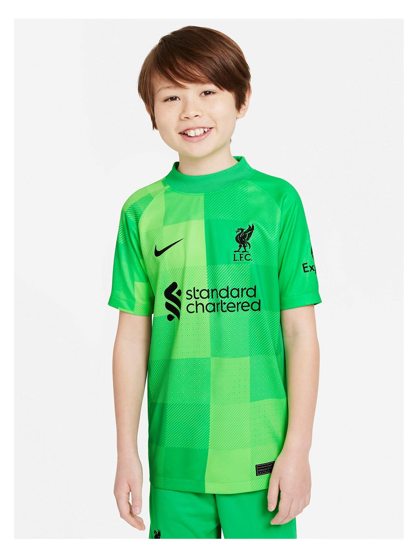 Nike Liverpool FC Junior 21/22 Home Goalkeeper Short Sleeved Shirt ...