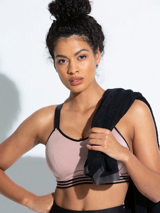 front image of pour-moi-energy-underwired-lightly-padded-convertible-sports-bra-rose-goldnbsp