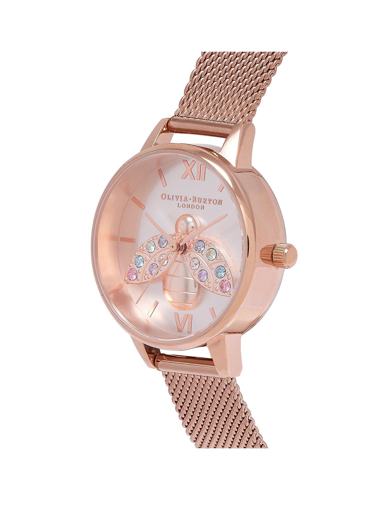 Olivia burton sunray silver mesh online watch