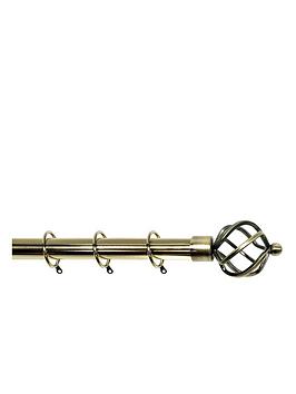 Product photograph of Very Home Palermo Cage Finial 25-28mm Extendable Curtain Pole Ndash Antique Brass from very.co.uk