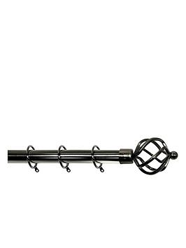 Product photograph of Very Home Palermo Cage Finial 25-28mm Extendable Curtain Pole Ndash Pewter from very.co.uk