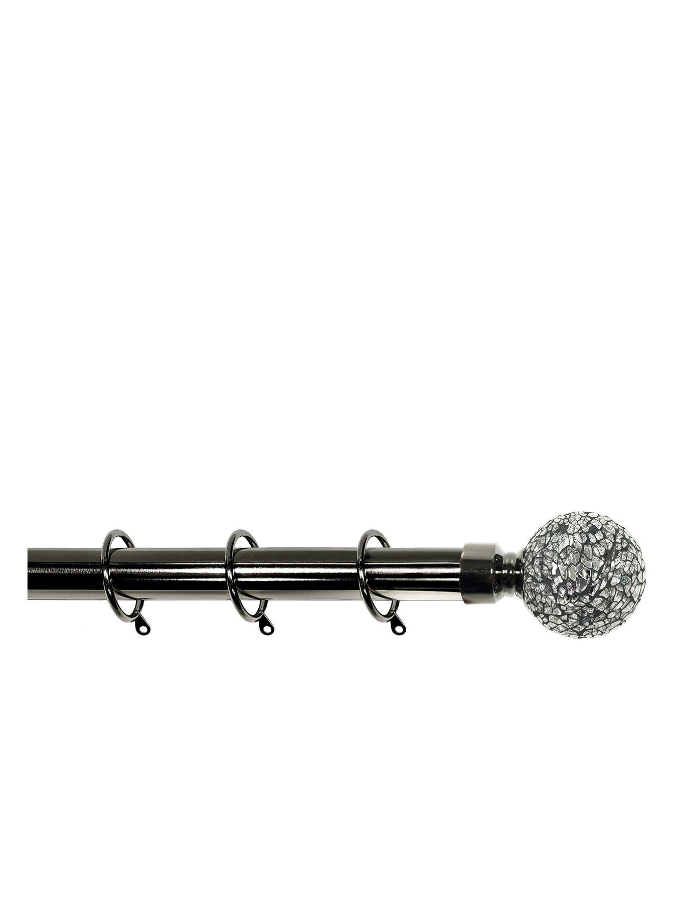 Product photograph of Very Home Crackle Glass Finial Extendable Curtain Pole Ndash Black from very.co.uk