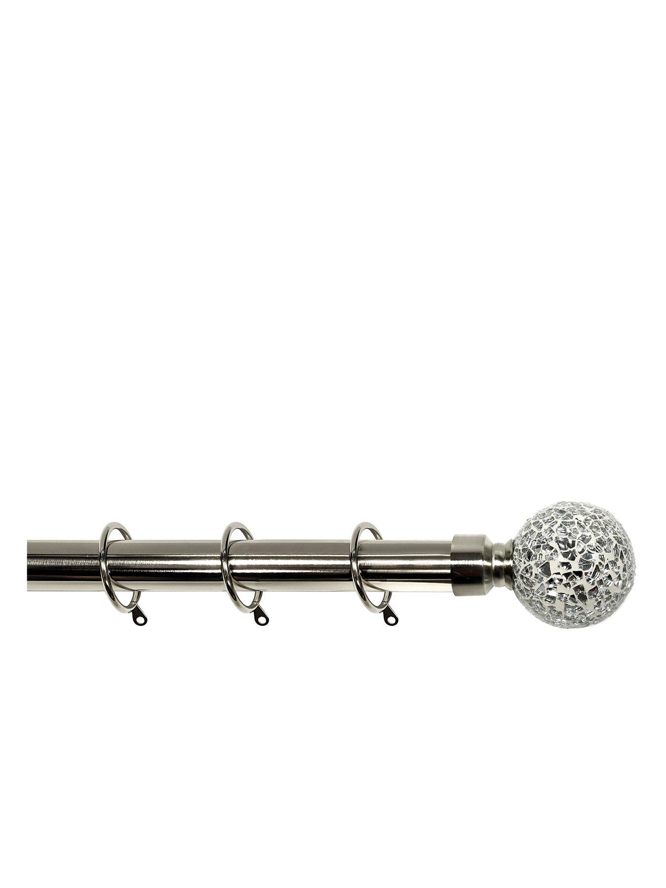 Product photograph of Very Home Crackle Glass Finial 28mm Extendable Curtain Pole 180-340cm from very.co.uk