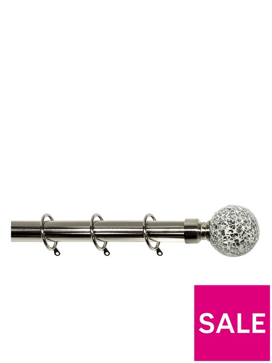 front image of crackle-glass-finial-28mm-extendable-curtain-pole-180-340cm