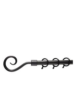 Product photograph of Everyday Crook Finial Extendable Curtain Pole Ndash Black from very.co.uk