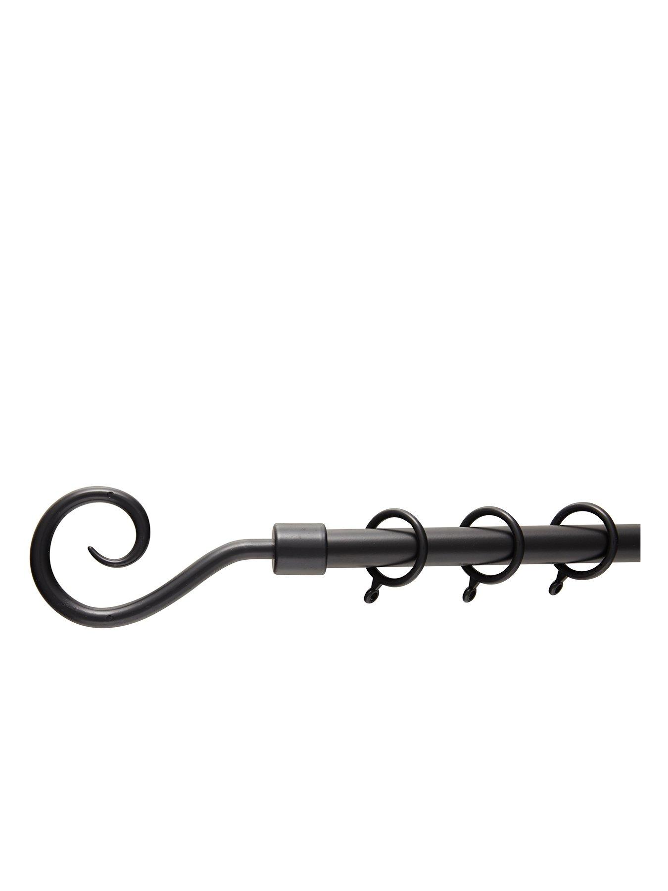 Image 1 of 1 of Everyday Crook Finial Extendable Curtain Pole &ndash; Black