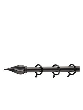 Everyday Spiral Finial Extendable Curtain Pole – Black