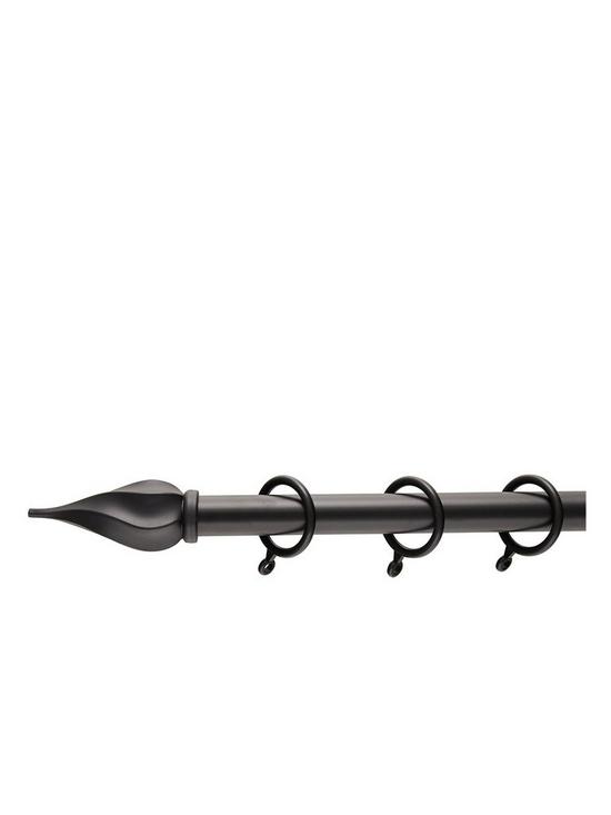 front image of everyday-spiral-finial-extendable-curtain-pole-ndash-black
