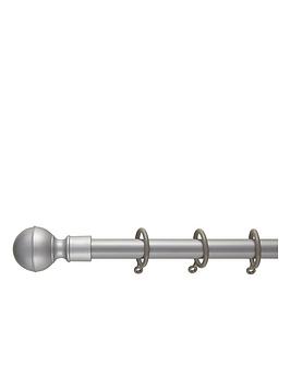 Product photograph of Everyday Ball Finial Extendable Curtain Pole Ndash Satin Steel from very.co.uk