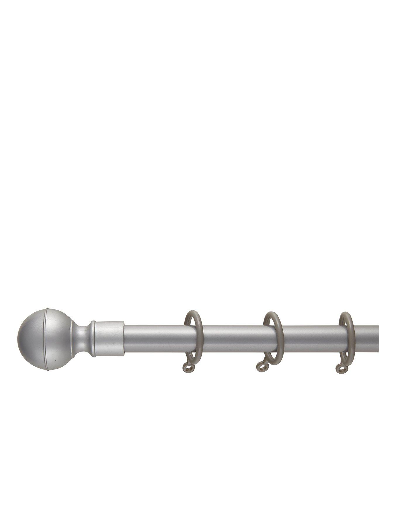undefined Ball Finial Extendable Curtain Pole – Satin Steel